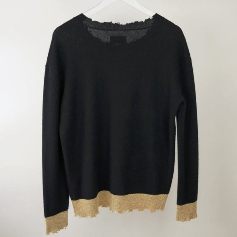 RtA Charlotte Black and Gold Knit Cashmere Sweater - Picture 4 of 8